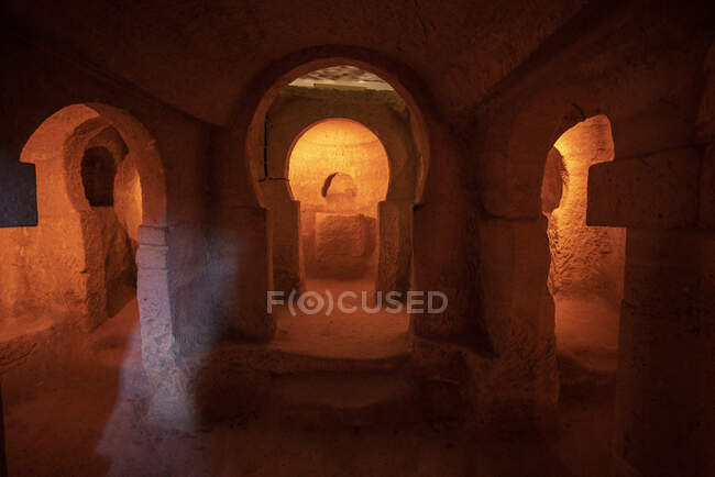 Turchia, Cappadocia, Goreme, Interno della chiesa rupestre — Foto stock