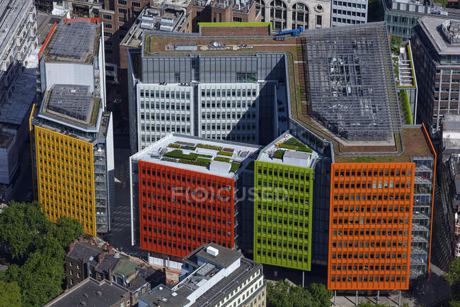 Reino Unido, Londres, Vista aérea dos edifícios Renzo Pianos Central Saint Giles — Fotografia de Stock
