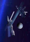 Station spatiale futuriste en orbite autour de la Terre — Photo de stock