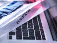 Forensic investigation of computer lap top — Stock Photo