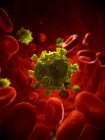 HIV particles in the bloodstream — Stock Photo