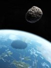 Asteroid approaching Earth — Stock Photo