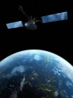 Спутник над поверхностью Земли, цифровые произведения искусства . — стоковое фото
