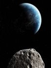 Asteroid nähert sich der Erde — Stockfoto