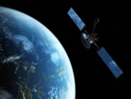 Satellite orbiting Earth — Stock Photo