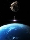 Míssil de defesa de asteróides lançado em asteróide — Fotografia de Stock