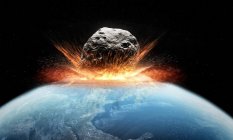 Asteroid impacting Earth — Stock Photo