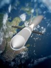 Intercontinental missile over Earth surface, digital artwork. — Stock Photo