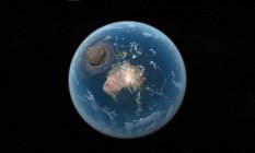 Asteroid, der die Erde trifft — Stockfoto