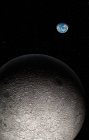 Lua e Terra à distância, arte digital . — Fotografia de Stock