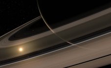 Lado no iluminado de los anillos de Saturno - foto de stock