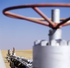 Gas well valve in gas pipeline in desert of United Arab Emirates. — Stock Photo