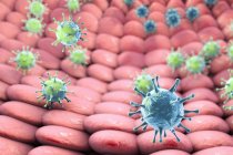 Viren infizieren menschliche Zellen — Stockfoto