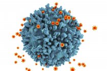 Vírus HIV que infectam células de linfócitos T — Fotografia de Stock