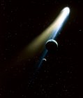 Komet zieht hinter der Erde vorbei — Stockfoto