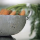 Close-up view of carrots in colander. — Stock Photo