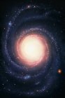 Imagen digital de galaxia espiral con núcleo amarillo con brazos espirales . - foto de stock