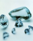Close-up of transparent blue aquamarine gems. — Stock Photo
