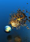 Метеор, падающий на Землю, концептуальная компьютерная иллюстрация
. — стоковое фото