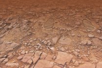 Fußabdrücke auf der Marsoberfläche, Kunstwerke. — Stockfoto