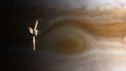 Ilustración por ordenador de la nave espacial sobre el polo de Júpiter . - foto de stock