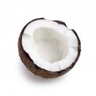 Hälfte der Kokosnuss auf weißem Hintergrund. — Stockfoto