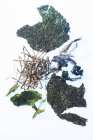 Comprimés d'algues et plantes d'algues, plan studio . — Photo de stock