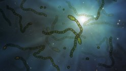 Microbi di microrganismi alieni nello spazio, illustrazione concettuale . — Foto stock