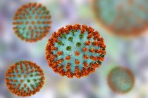 Digital illustration of glycoprotein spikes hemagglutinin and neuraminidase on influenza virus. — Stock Photo