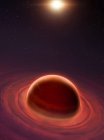 Growing formation of gas giant planet with concentric disc. — Stock Photo