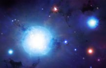 Ілюстрація Всесвіту першому поколінні зірок. — стокове фото
