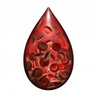 Gotas de sangue contendo células, ilustração conceitual da hemofilia . — Fotografia de Stock