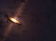 Ілюстрація струменів, що виходять з полюсів молодої зірки з круговим зоряним диском пилу . — стокове фото
