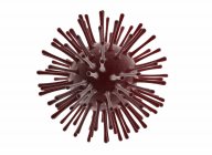 Digitale Illustration der geformten Viruszelle mit weißem Hintergrund. — Stockfoto