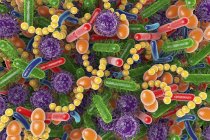 Ilustração conceitual de micróbios microbiome humanos, quadro completo . — Fotografia de Stock
