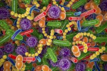 Konzeptionelle Darstellung menschlicher Mikrobiom-Mikroben, Vollbild. — Stockfoto