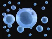Obra de arte digital de células azuis redondas no fundo preto
. — Fotografia de Stock