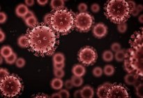 Illustration numérique de particules de virus rouges sur fond clair
. — Photo de stock