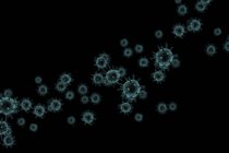 Ilustración digital de partículas de virus sobre fondo negro
. - foto de stock