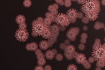 Illustrazione digitale di particelle di virus rosso su sfondo chiaro
. — Foto stock