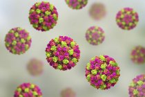 Farbige Norovirus-Partikel, digitale Abbildung. — Stockfoto