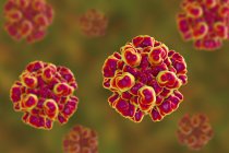 Hepatitis-e-Virus rote Partikel mit Proteinmantel. — Stockfoto