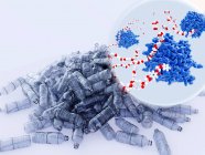 PETasi enzimi batterici rottura plastica, illustrazione . — Foto stock