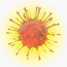 Red orthomyxovirus particle on yellow background, illustration. — Stock Photo