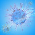 Синій orthomyxovirus частинок на синьому фоні, ілюстрація. — стокове фото