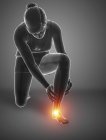 Гнучкий жіночий силует з болем у ногах, цифрова ілюстрація . — стокове фото