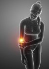 Silhouette femminile con dolore al gomito, illustrazione digitale . — Foto stock