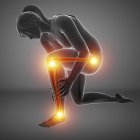Flexão silhueta feminina com dor nas pernas, ilustração digital . — Fotografia de Stock