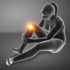 Сидящий женский силуэт с болью в колене, цифровая иллюстрация . — стоковое фото