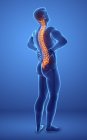 Male silhouette with back pain, digital illustration. — Stock Photo